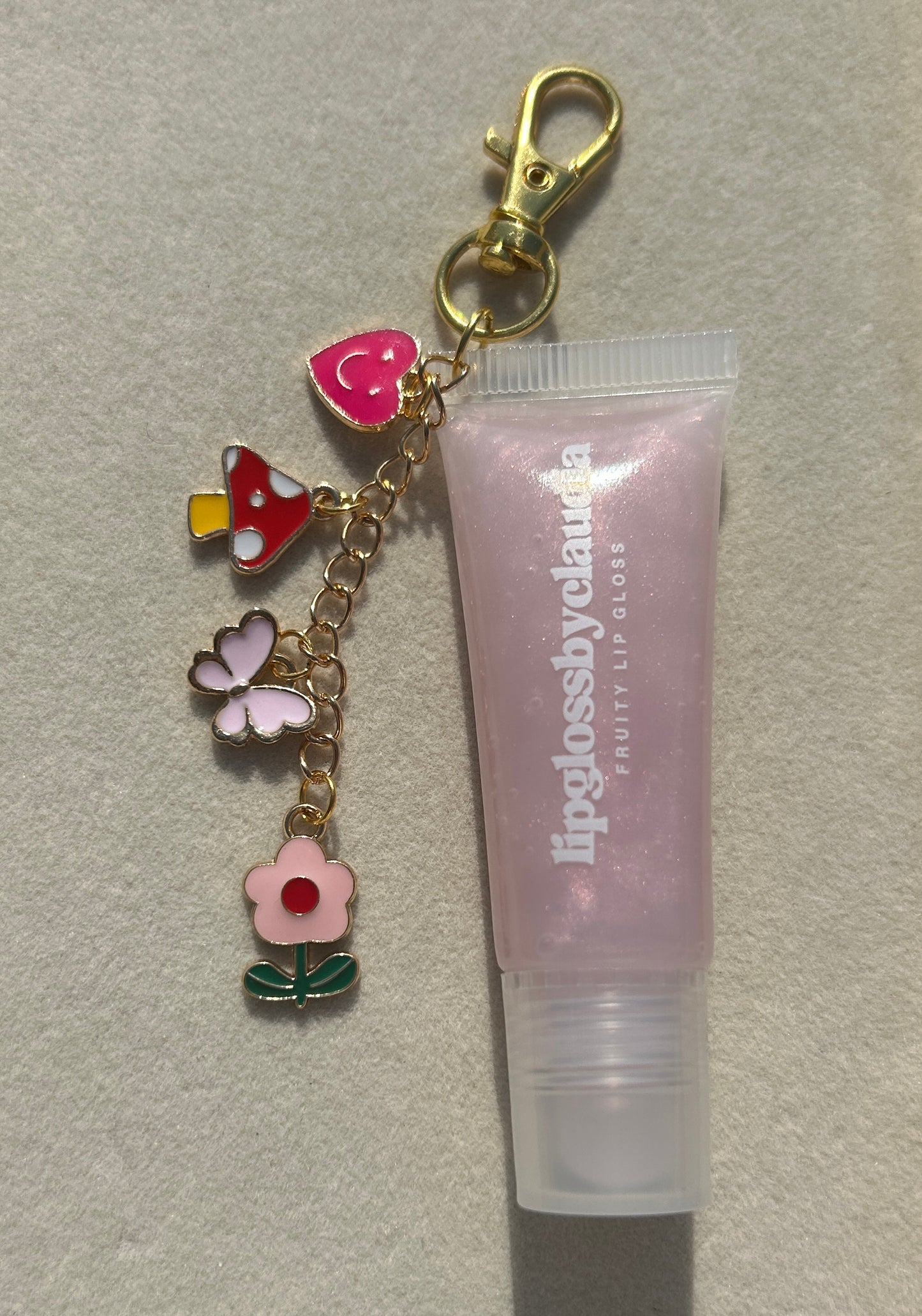 lip gloss keychain with charms - blueberry scented