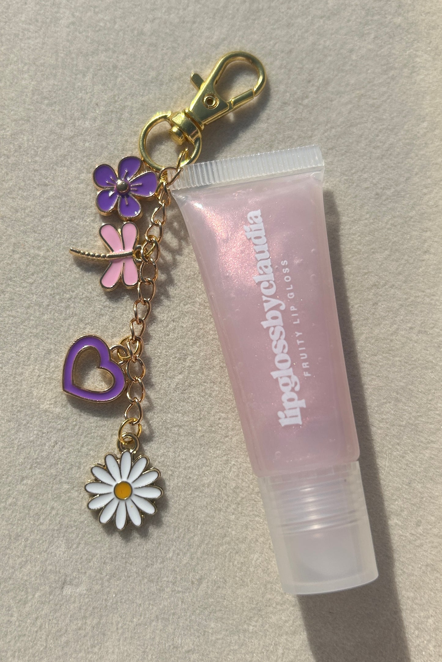 lip gloss keychain with charms - blueberry scented
