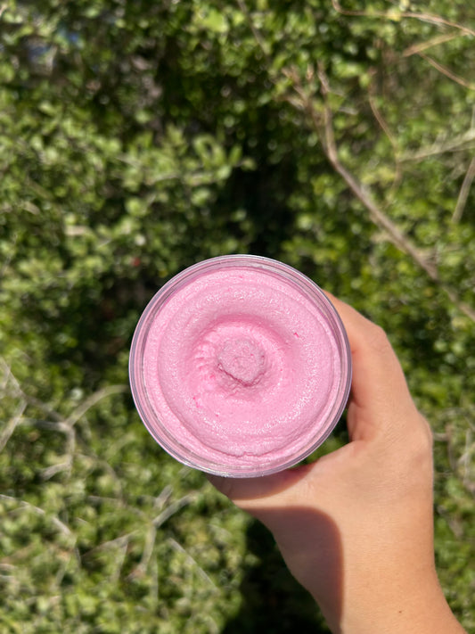 Exfoliating Strawberry Shortcake Foaming Sugar Scrub with Avocado Oil